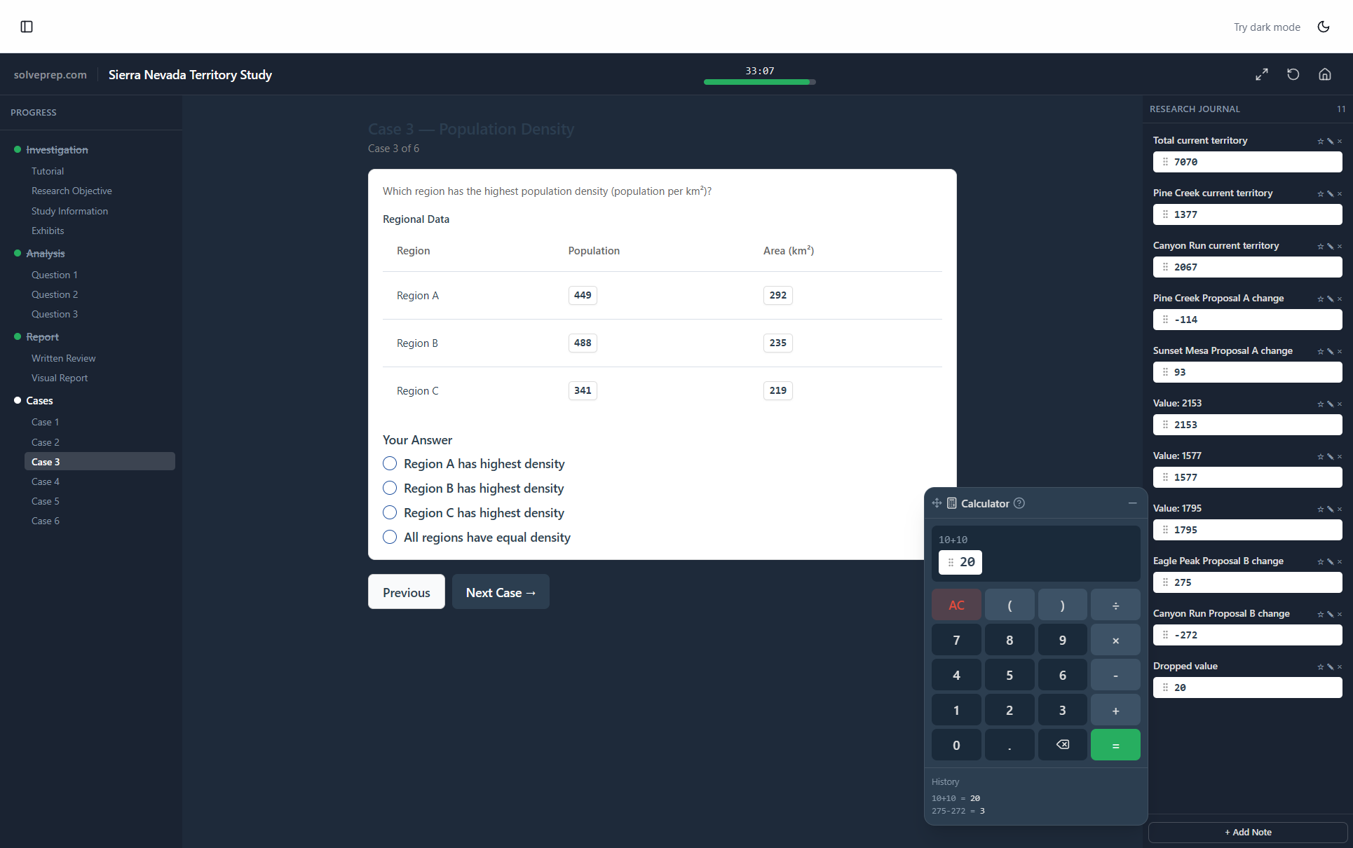 Red Rock — cases phase with built-in calculator