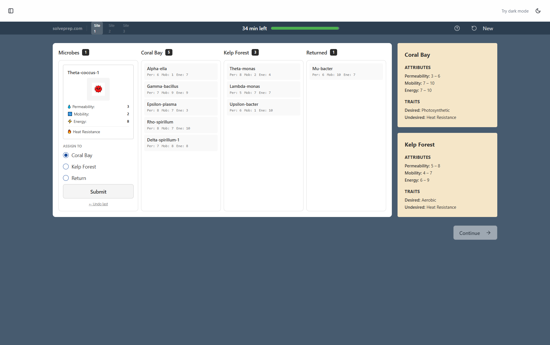 Sea Wolf — microbe categorization step