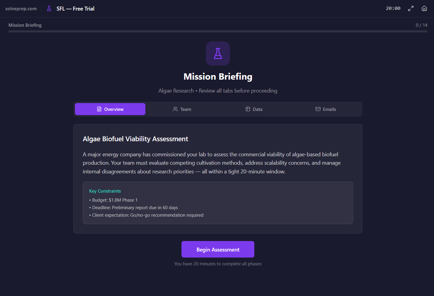 Sustainable Future Lab simulator — team scenario question with multiple choice options